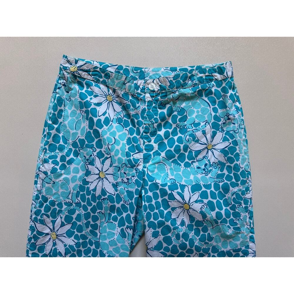 Lilly Pulitzer Women's Blue White Floral Cotton Blend Cropped Pants/Capri Size 8 - Picture 2 of 10